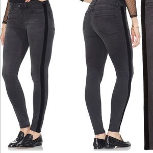 Velvet stripe grey skinny jeans